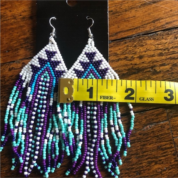 New Southwestern Boho Intricate Handmade Beaded Earrings - Picture 12 of 12